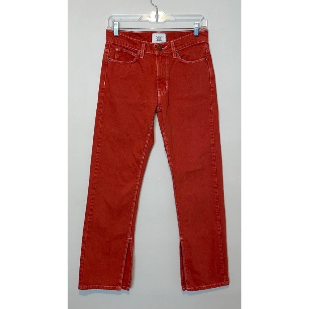 BDG Split Hem Jeans Burnt Orange Retro Bohemian 70s 90s Festival Hippie Size 26 - Picture 3 of 7
